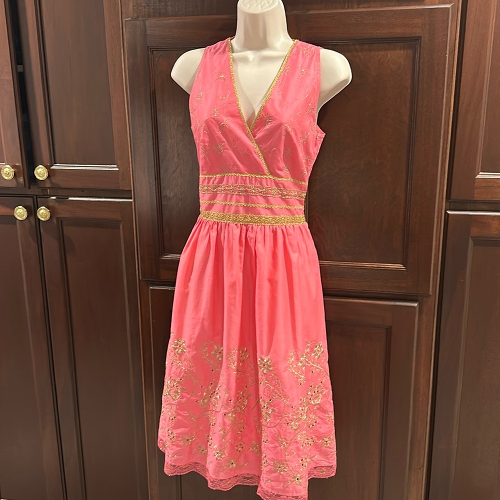 EXPRESS SIZE4 GOLD EMBELLISHED EMBROIDERED AMAZING DRESS